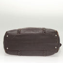 CHANEL COCO Mark Chain Tote Bag Leather Dark Brown CC Auth 122961-6