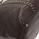 CHANEL COCO Mark Chain Tote Bag Leather Dark Brown CC Auth 122961-15