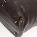 CHANEL COCO Mark Chain Tote Bag Leather Dark Brown CC Auth 122961-9