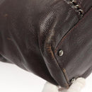 CHANEL COCO Mark Chain Tote Bag Leather Dark Brown CC Auth 122961-16