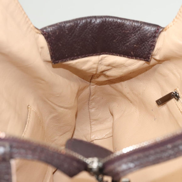 CHANEL COCO Mark Chain Tote Bag Leather Dark Brown CC Auth 122961