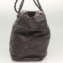 CHANEL COCO Mark Chain Tote Bag Leather Dark Brown CC Auth 122961-3