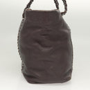 CHANEL COCO Mark Chain Tote Bag Leather Dark Brown CC Auth 122961-5