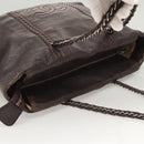 CHANEL COCO Mark Chain Tote Bag Leather Dark Brown CC Auth 122961-7