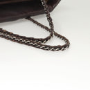 CHANEL COCO Mark Chain Tote Bag Leather Dark Brown CC Auth 122961-8