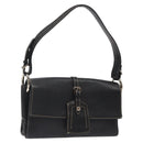 BALLY Shoulder Bag Leather Black Gold Auth 122964-1