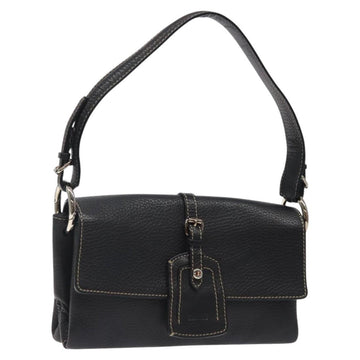 BALLY Shoulder Bag Leather Black Gold Auth 122964