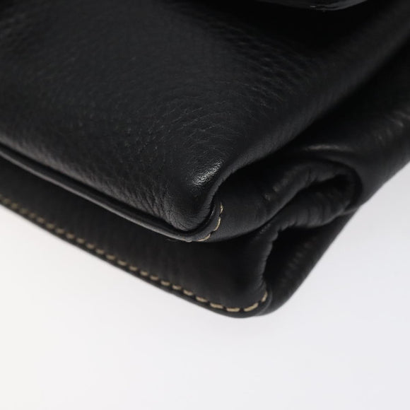 BALLY Shoulder Bag Leather Black Gold Auth 122964