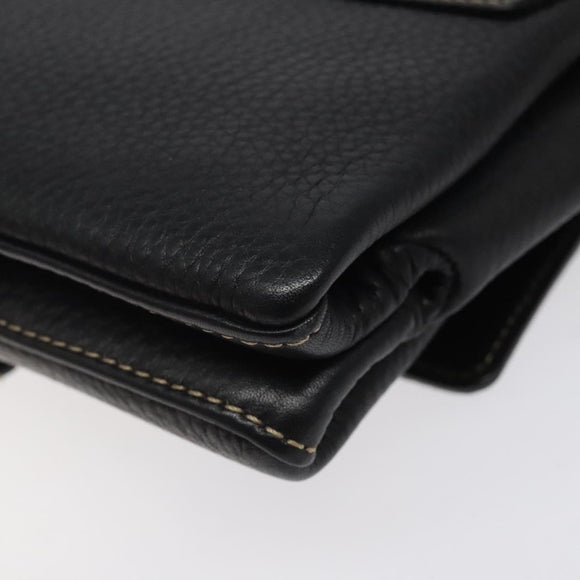 BALLY Shoulder Bag Leather Black Gold Auth 122964