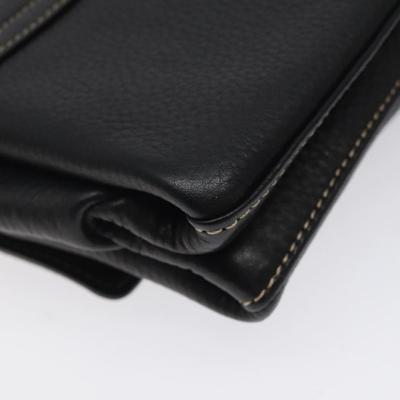 BALLY Shoulder Bag Leather Black Gold Auth 122964