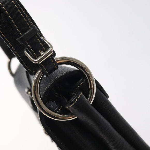 BALLY Shoulder Bag Leather Black Gold Auth 122964