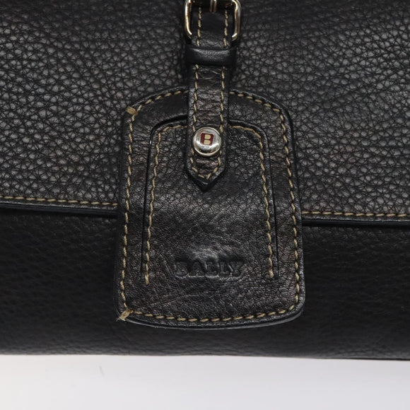 BALLY Shoulder Bag Leather Black Gold Auth 122964