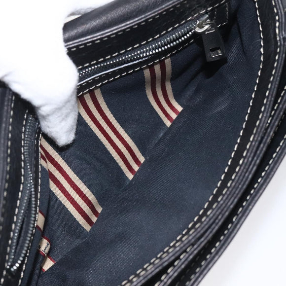 BALLY Shoulder Bag Leather Black Gold Auth 122964