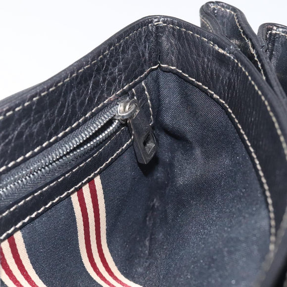 BALLY Shoulder Bag Leather Black Gold Auth 122964