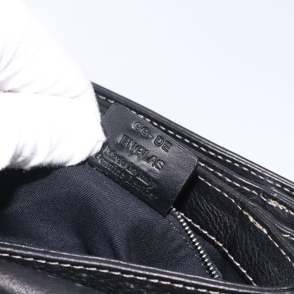 BALLY Shoulder Bag Leather Black Gold Auth 122964