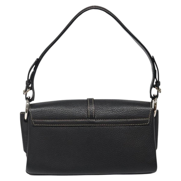 BALLY Shoulder Bag Leather Black Gold Auth 122964