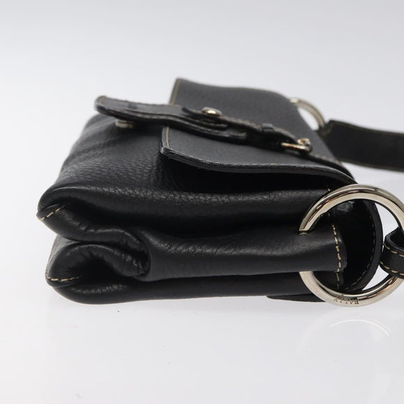 BALLY Shoulder Bag Leather Black Gold Auth 122964