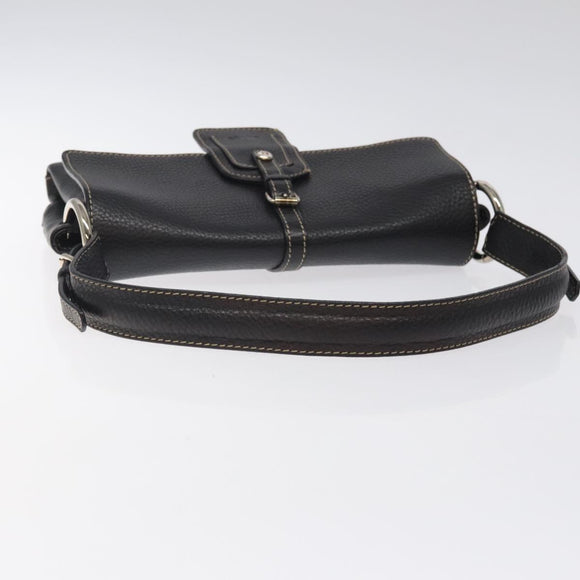 BALLY Shoulder Bag Leather Black Gold Auth 122964