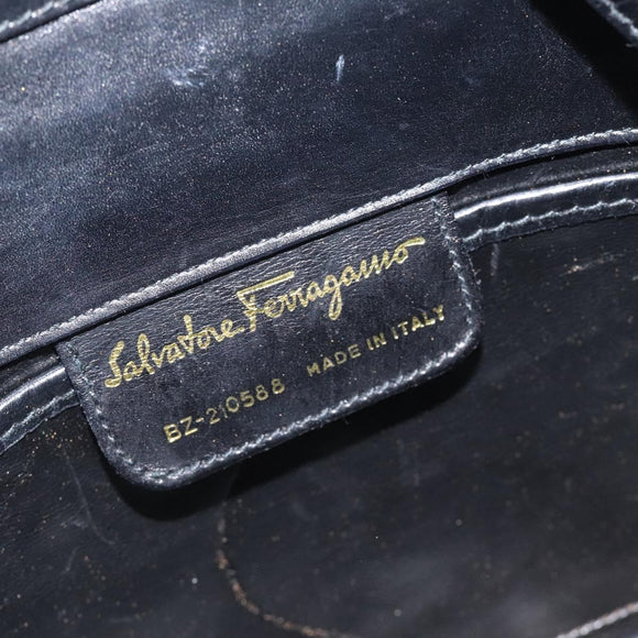 Salvatore Ferragamo Shoulder Bag Leather Black Gold Auth 122966