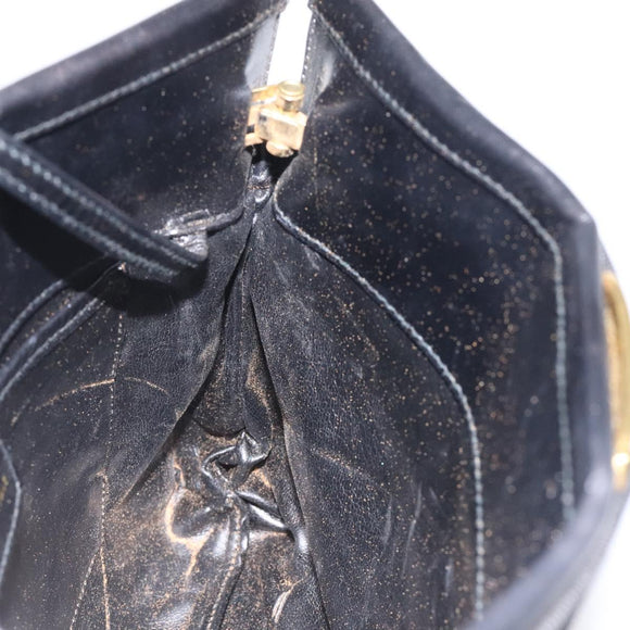Salvatore Ferragamo Shoulder Bag Leather Black Gold Auth 122966