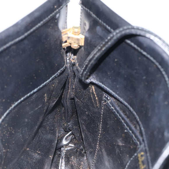 Salvatore Ferragamo Shoulder Bag Leather Black Gold Auth 122966
