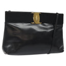 Salvatore Ferragamo Shoulder Bag Leather Black Gold Auth 122966-1