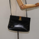 Salvatore Ferragamo Shoulder Bag Leather Black Gold Auth 122966-20