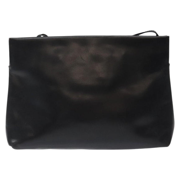 Salvatore Ferragamo Shoulder Bag Leather Black Gold Auth 122966