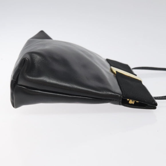 Salvatore Ferragamo Shoulder Bag Leather Black Gold Auth 122966