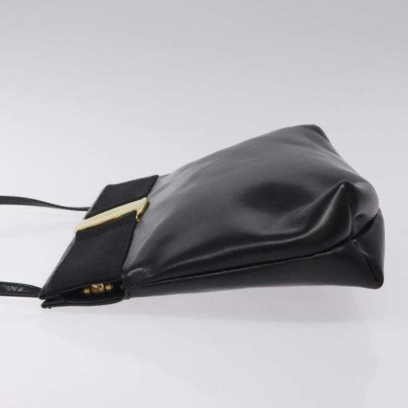 Salvatore Ferragamo Shoulder Bag Leather Black Gold Auth 122966