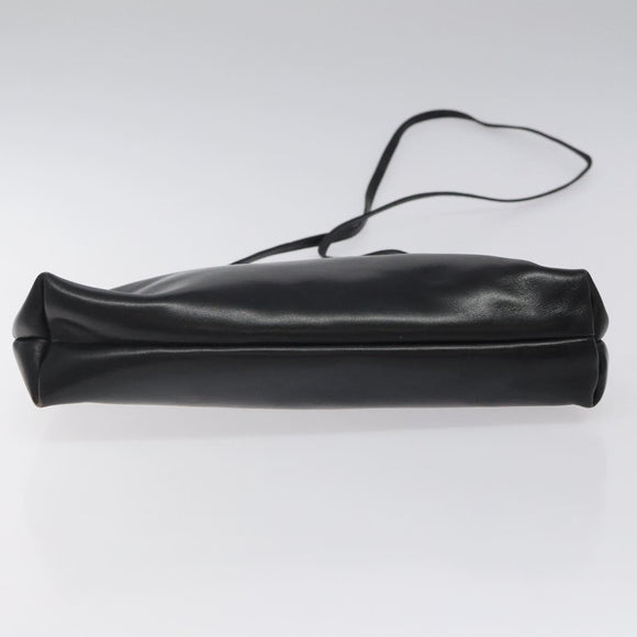 Salvatore Ferragamo Shoulder Bag Leather Black Gold Auth 122966