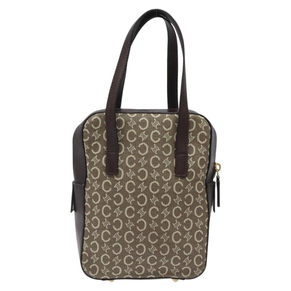 CELINE C Macadam Canvas Hand Bag Brown Gold Auth 122971