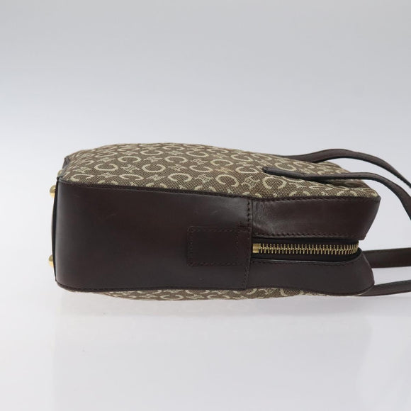 CELINE C Macadam Canvas Hand Bag Brown Gold Auth 122971