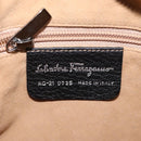 Salvatore Ferragamo Shoulder Bag Leather Black Silver Auth 122972-12