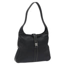 Salvatore Ferragamo Shoulder Bag Leather Black Silver Auth 122972-1