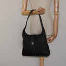 Salvatore Ferragamo Shoulder Bag Leather Black Silver Auth 122972-21