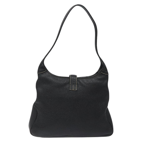 Salvatore Ferragamo Shoulder Bag Leather Black Silver Auth 122972