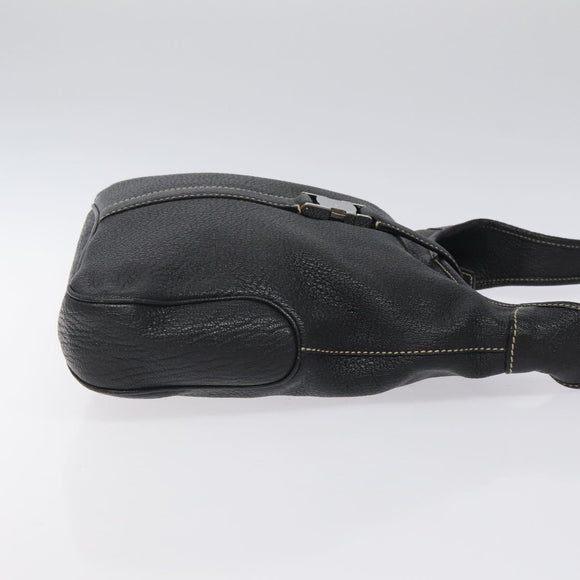 Salvatore Ferragamo Shoulder Bag Leather Black Silver Auth 122972