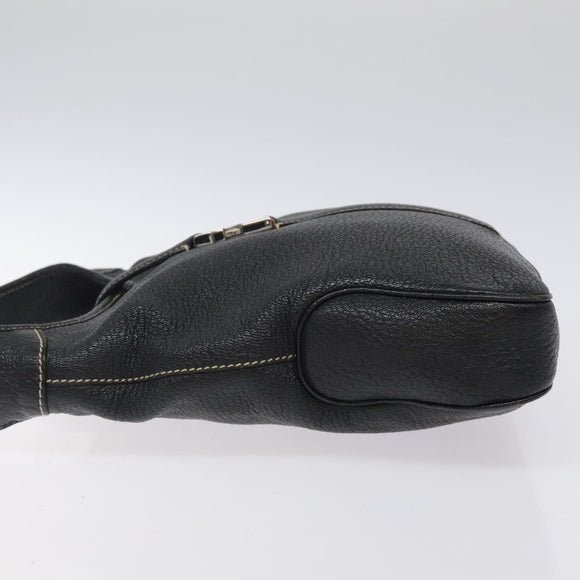 Salvatore Ferragamo Shoulder Bag Leather Black Silver Auth 122972