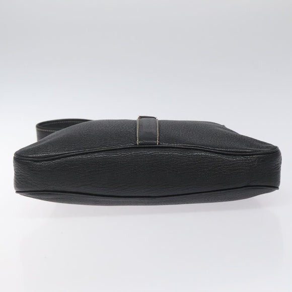 Salvatore Ferragamo Shoulder Bag Leather Black Silver Auth 122972