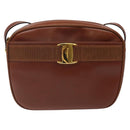 Salvatore Ferragamo Shoulder Bag Leather Brown Gold Auth 122973-13