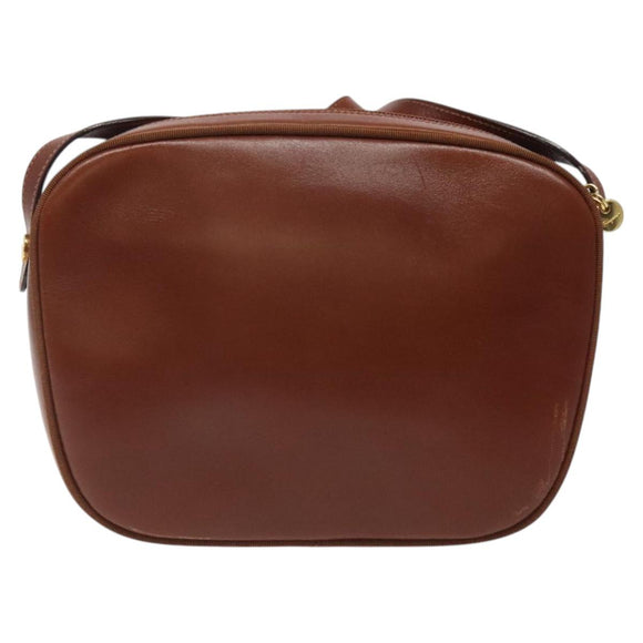 Salvatore Ferragamo Shoulder Bag Leather Brown Gold Auth 122973
