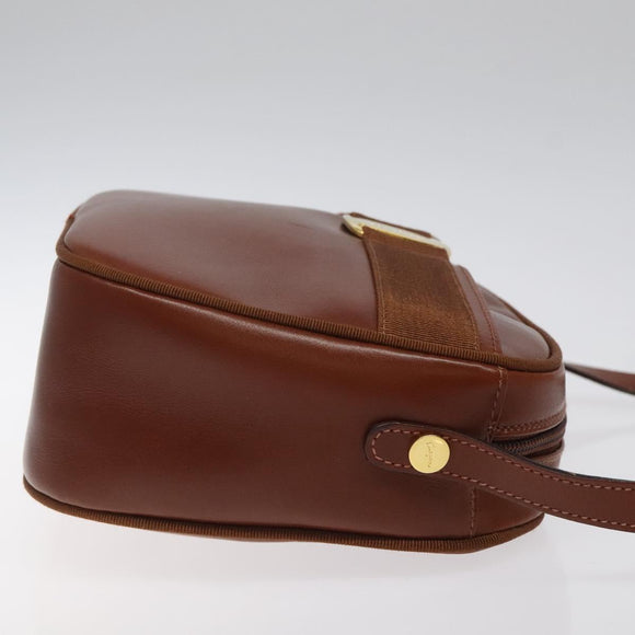 Salvatore Ferragamo Shoulder Bag Leather Brown Gold Auth 122973