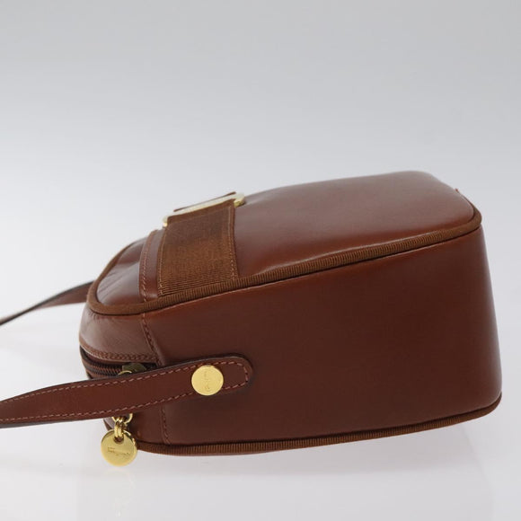 Salvatore Ferragamo Shoulder Bag Leather Brown Gold Auth 122973