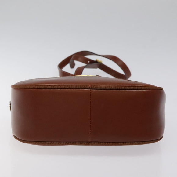 Salvatore Ferragamo Shoulder Bag Leather Brown Gold Auth 122973