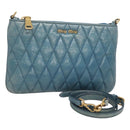 Miu Miu Shoulder Bag Leather Light Blue Gold Auth 122974-1
