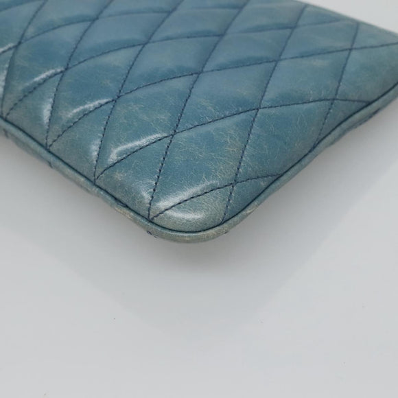 Miu Miu Shoulder Bag Leather Light Blue Gold Auth 122974