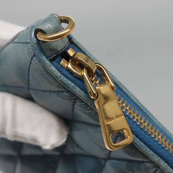 Miu Miu Shoulder Bag Leather Light Blue Gold Auth 122974