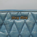 Miu Miu Shoulder Bag Leather Light Blue Gold Auth 122974-9