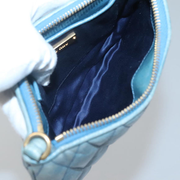 Miu Miu Shoulder Bag Leather Light Blue Gold Auth 122974